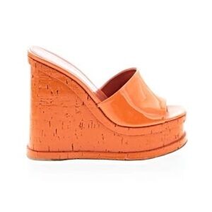 HAUS OF HONEY Laquarel Doll Wedge Mules In Orange Size 38 VGUC